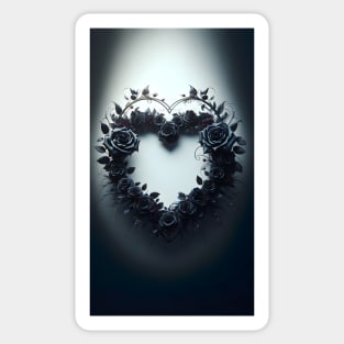 Gothic Valentine's Day Heart-Shaped Wreath Sticker